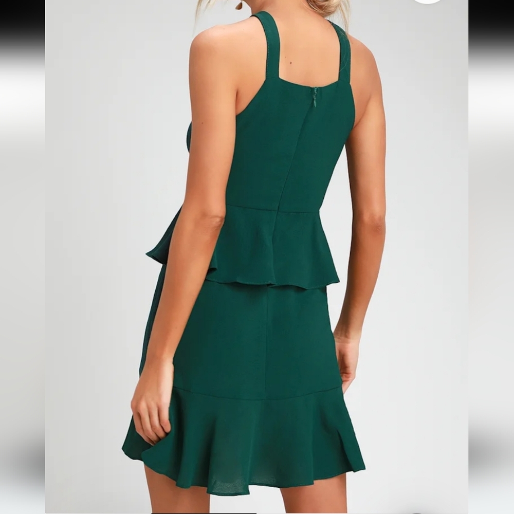 Lulu's Asymmetrical Green Ruffle Dress - Picture 6 of 12